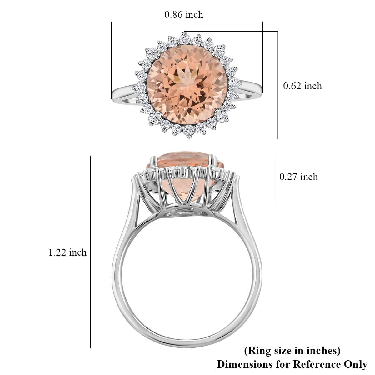 Luxoro 14K White Gold AAA Marropino Morganite and G-H I2 Diamond Halo Ring (Size 10.0) 5.00 ctw image number 5