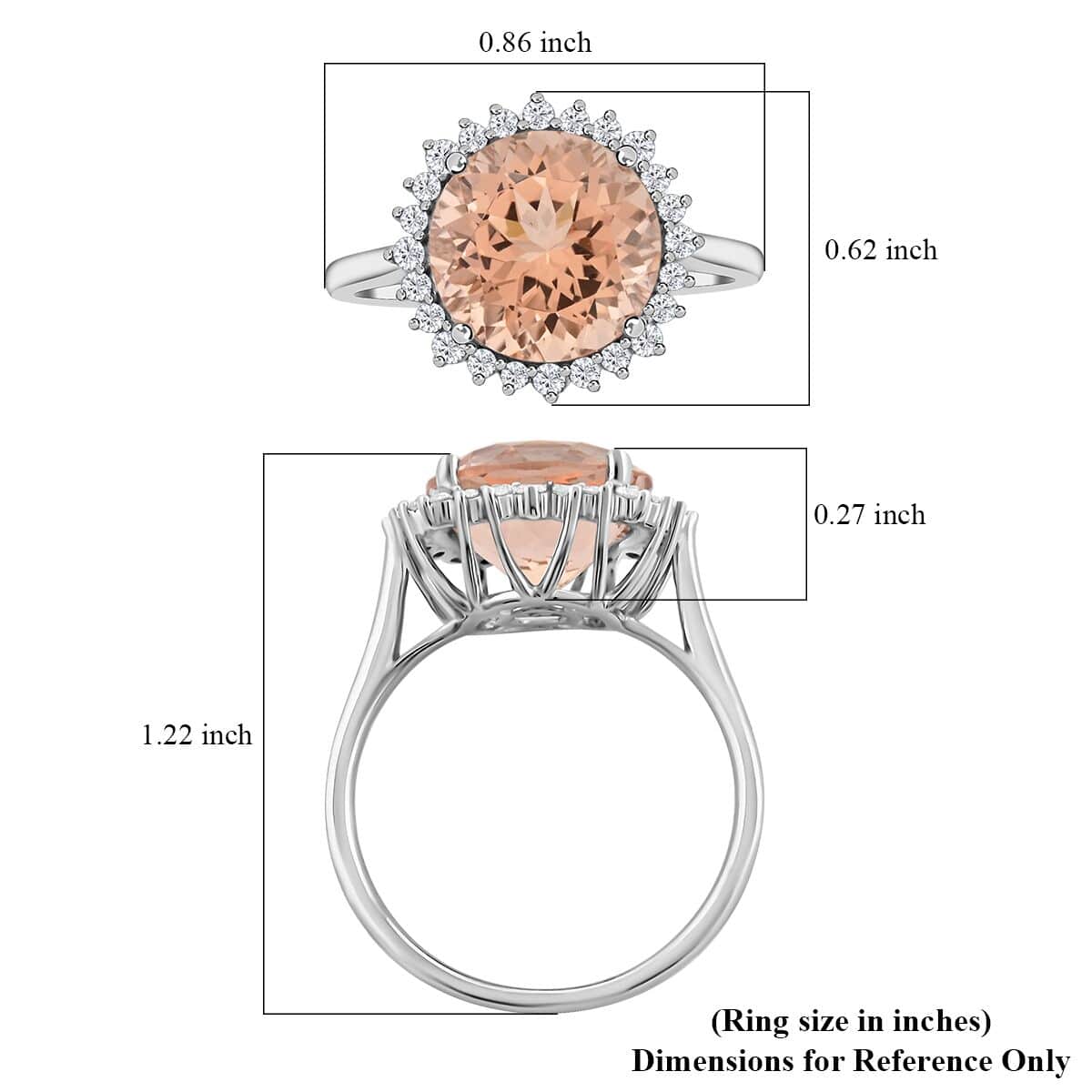 Luxoro AAA Marropino Morganite and G-H I2 Diamond 5.00 ctw Ring in 14K White Gold (Size 6.5) image number 5