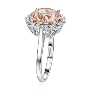 Luxoro AAA Marropino Morganite and G-H I2 Diamond 5.00 ctw Ring in 14K White Gold (Size 7.0)