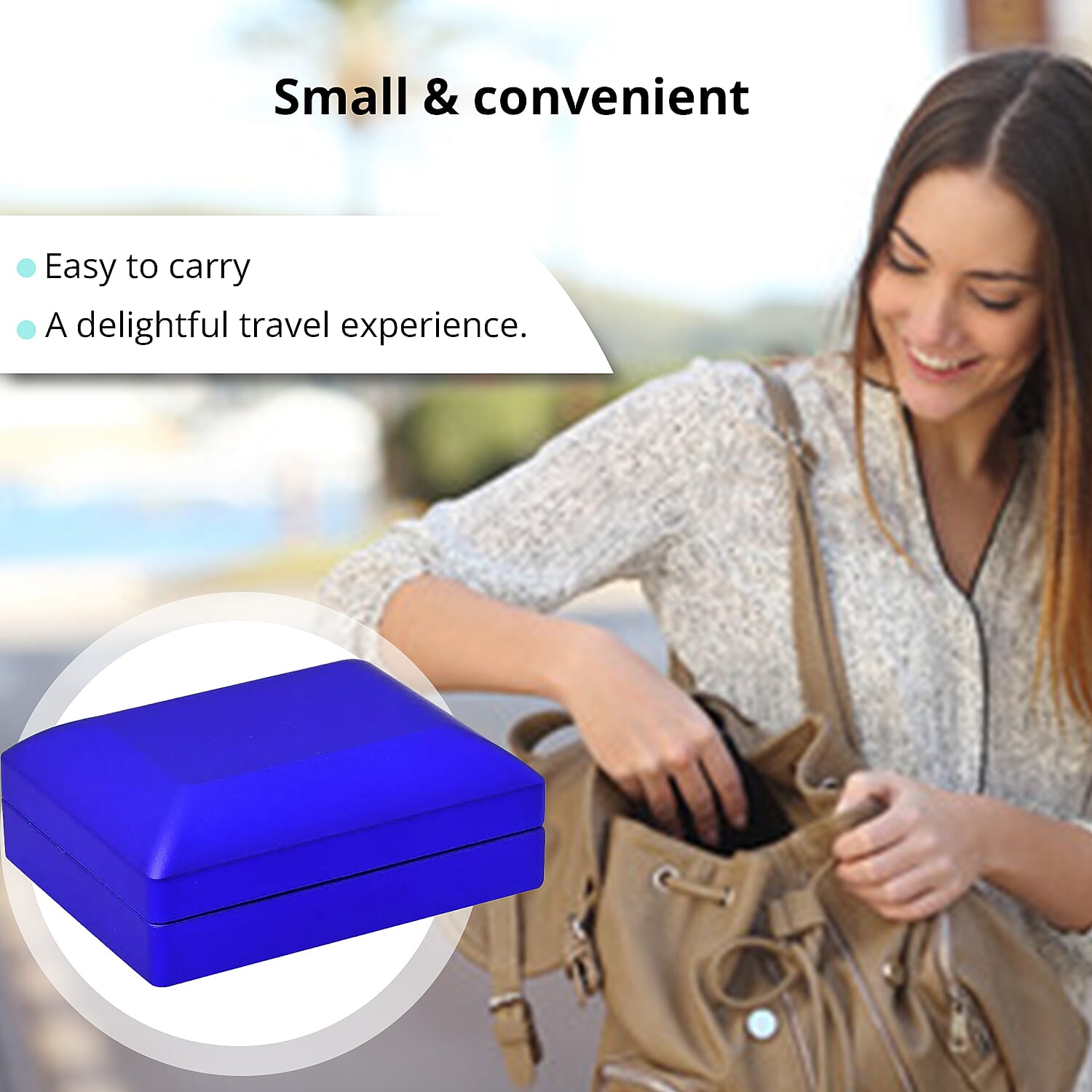 Royal Blue Solid Polish LED Light Pendant Necklace Jewelry Box, Anti Tarnish Jewelry Box, Jewelry Storage Case, Pendant Necklace Storage Box (3.5x2.8x1.4)