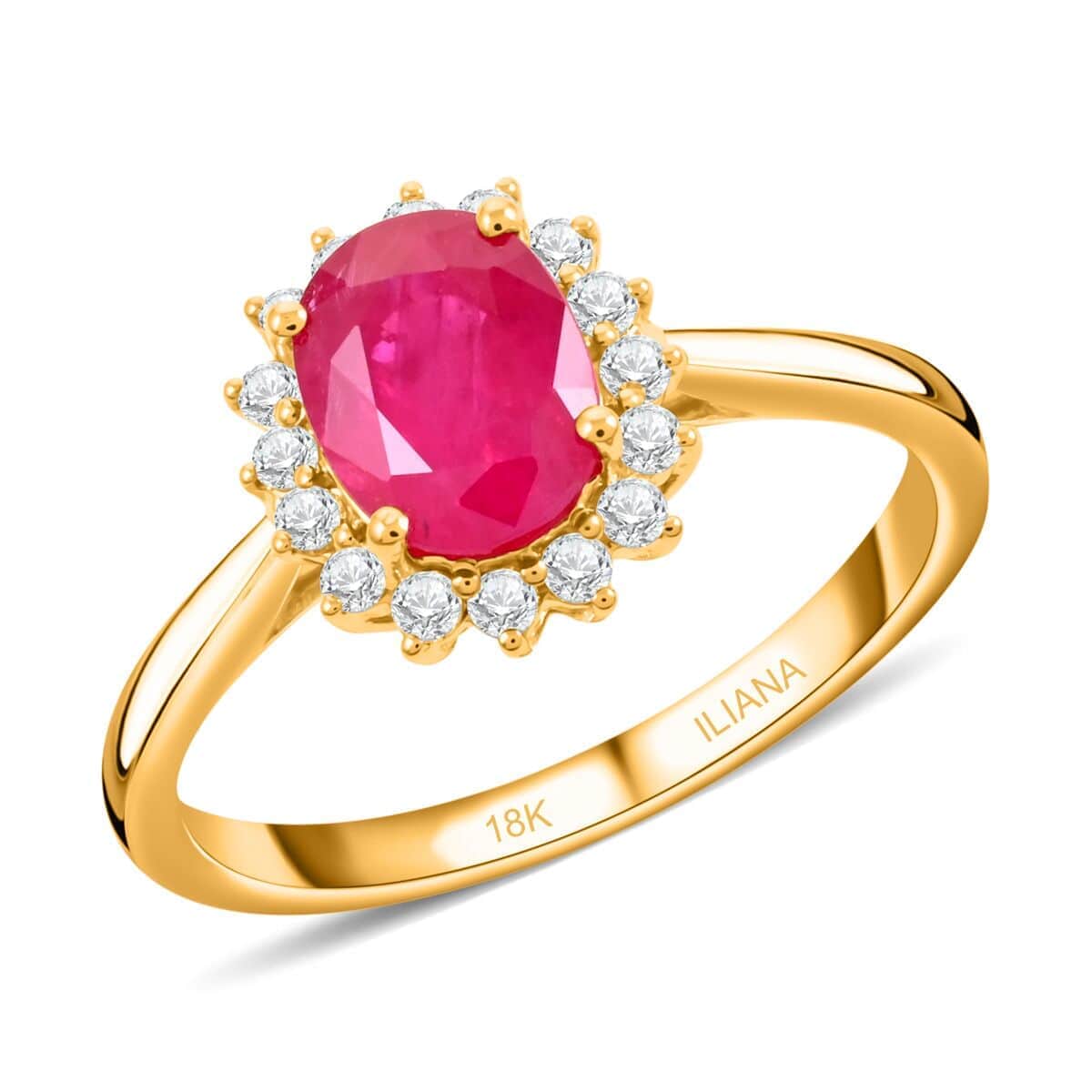 Certified & Appraised Iliana 18K Yellow Gold AAAA Mozambique Ruby and G-H SI Diamond Ring (Size 10.0) 2.00 ctw image number 0