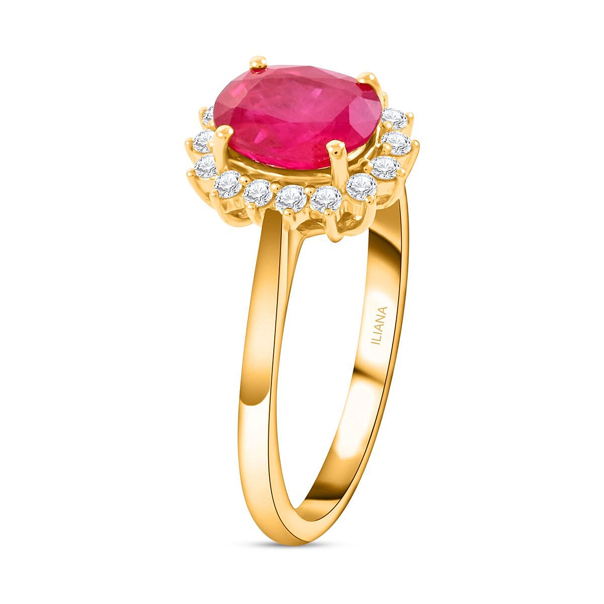 Certified & Appraised Iliana 18K Yellow Gold AAAA Mozambique Ruby and G-H SI Diamond Ring (Size 8.5) 2.00 ctw image number 3