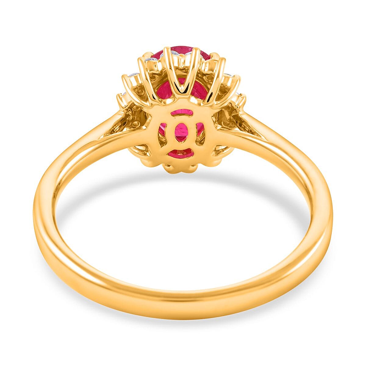Certified & Appraised Iliana 18K Yellow Gold AAAA Mozambique Ruby and G-H SI Diamond Ring (Size 8.5) 2.00 ctw image number 4