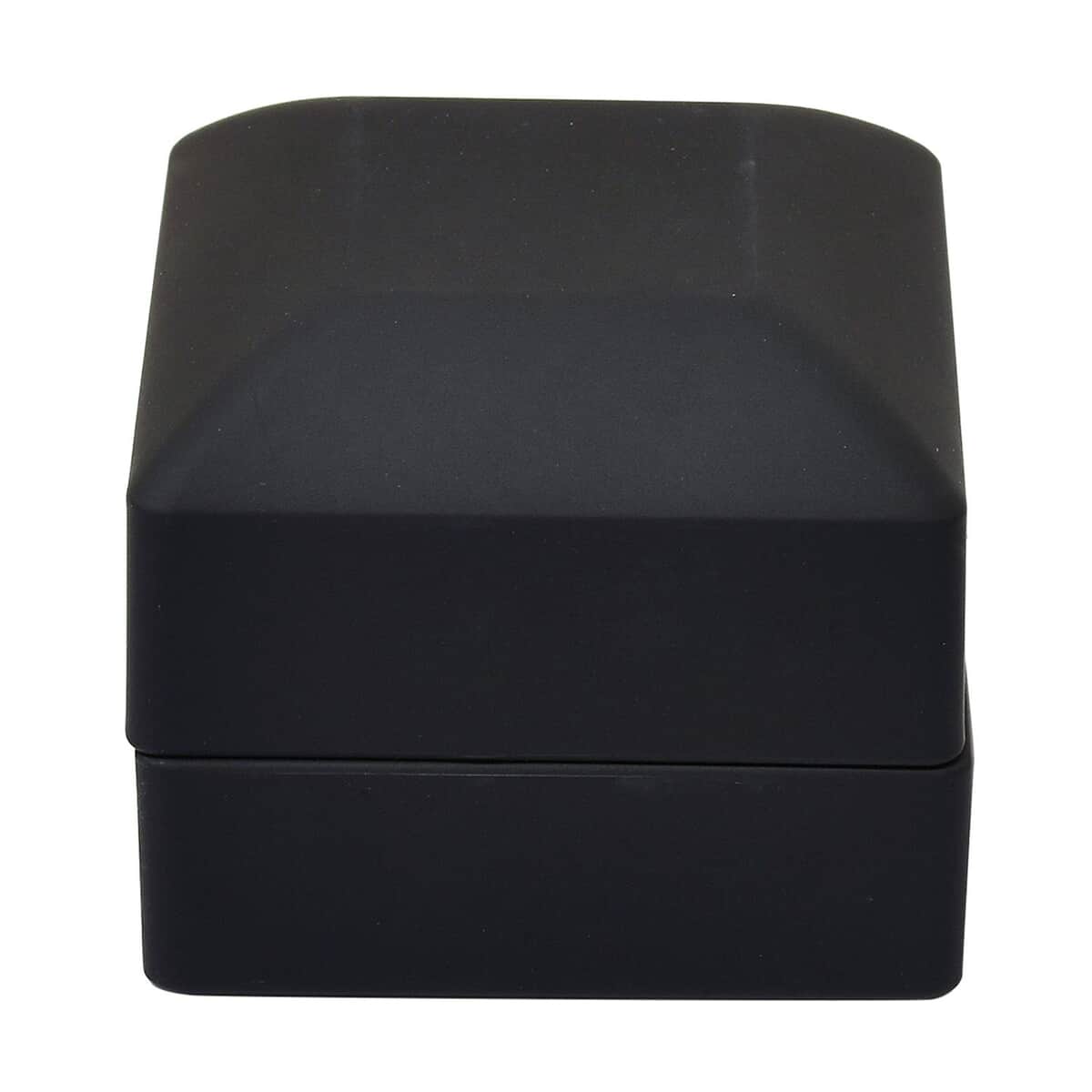 Black Solid Luxurious Polish Ring Jewelry Box with LED Light (Can Hold 1 up to 2 Rings) (2.5"x2.4"x2") image number 0