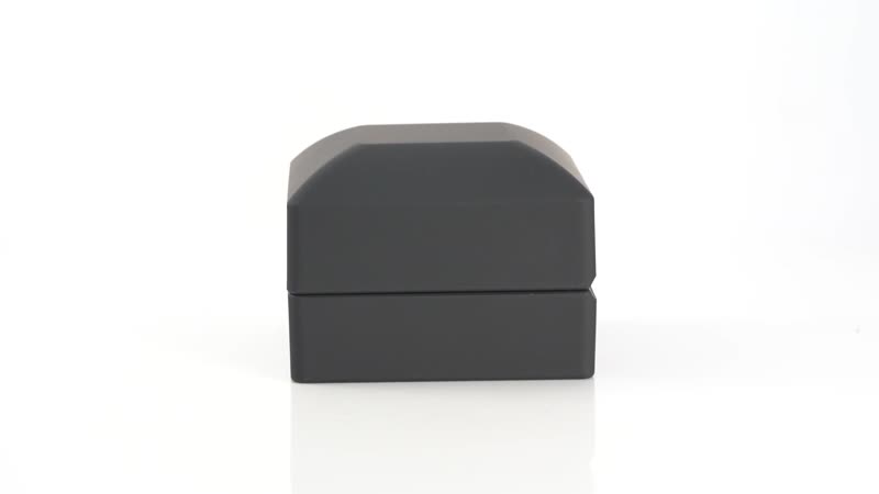 Black Solid Luxurious Polish Ring Jewelry Box with LED Light (Can Hold 1 up to 2 Rings) (2.5"x2.4"x2")