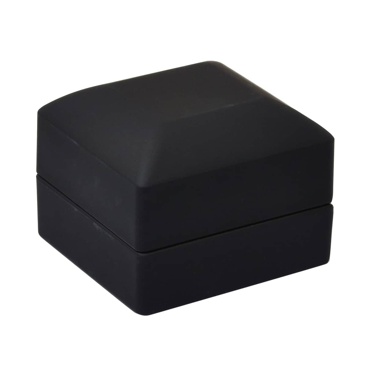 Black Solid Luxurious Polish Ring Jewelry Box with LED Light (Can Hold 1 up to 2 Rings) (2.5"x2.4"x2") image number 2