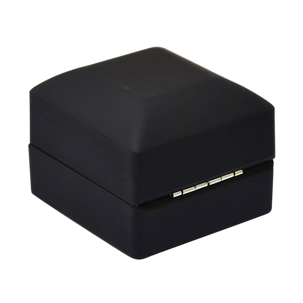 Black Solid Luxurious Polish Ring Jewelry Box with LED Light (Can Hold 1 up to 2 Rings) (2.5"x2.4"x2") image number 3