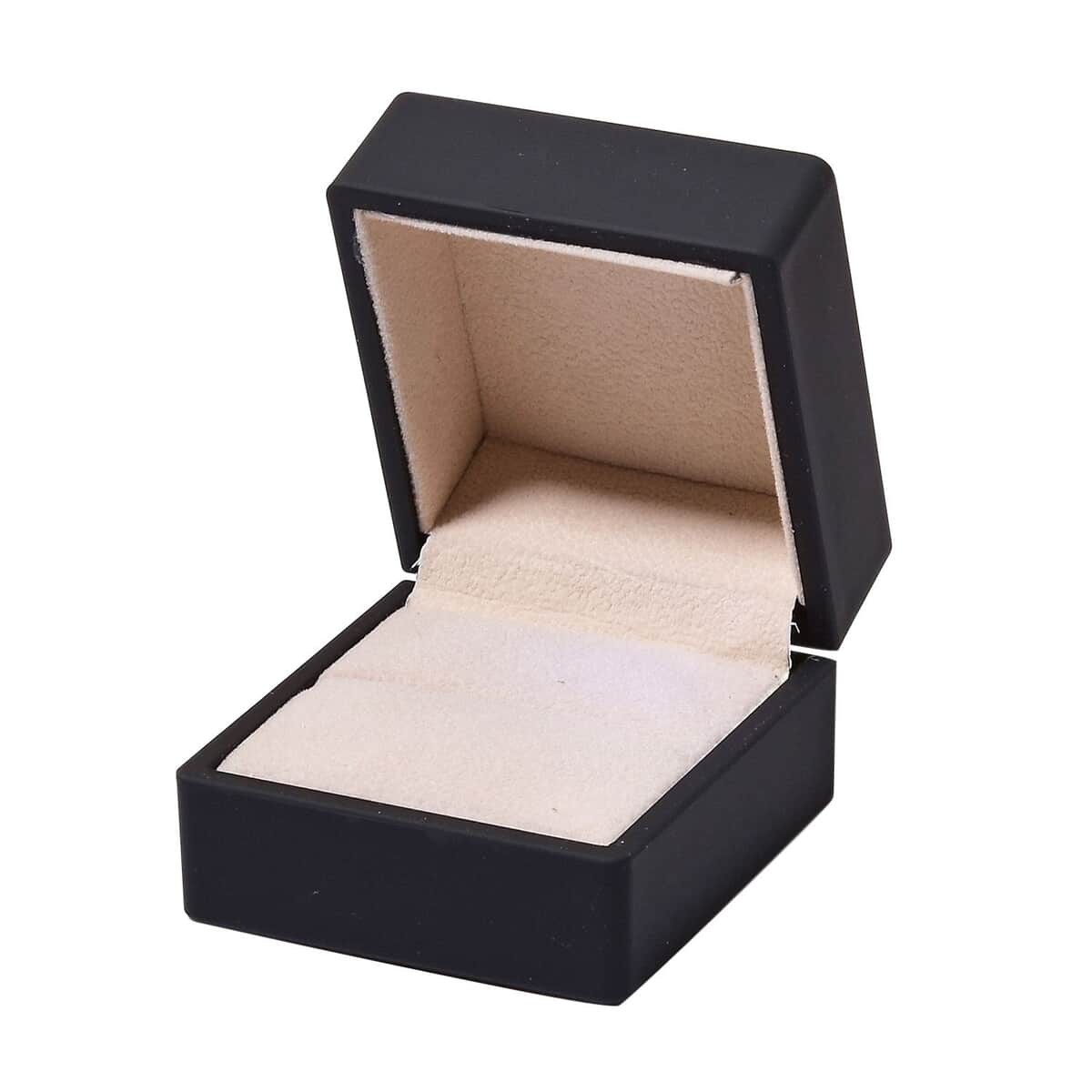 Black Solid Luxurious Polish Ring Jewelry Box with LED Light (Can Hold 1 up to 2 Rings) (2.5"x2.4"x2") image number 4
