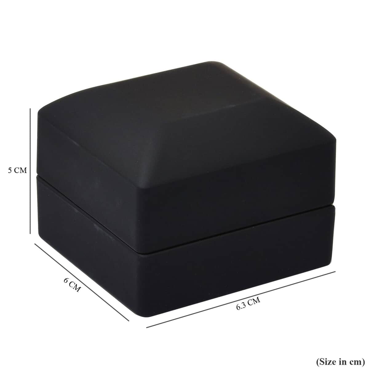 Black Solid Luxurious Polish Ring Jewelry Box with LED Light (Can Hold 1 up to 2 Rings) (2.5"x2.4"x2") image number 6