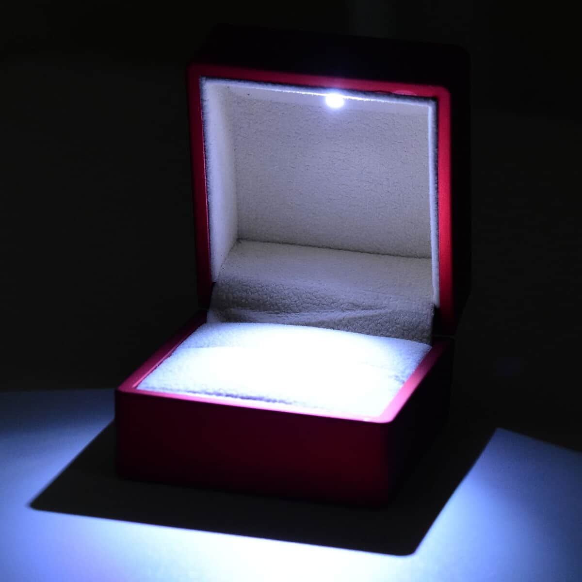 Red Solid Luxurious Polish Ring Jewelry Box with LED Light, Anti Tarnish Jewelry Box, Jewelry Storage Case, Ring Storage Box (Can Hold 1 up to 2 Rings) (2.5x2.4x2) image number 1