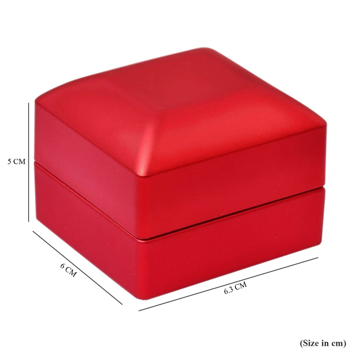 Red Solid Luxurious Polish Ring Jewelry Box with LED Light, Anti Tarnish Jewelry Box, Jewelry Storage Case, Ring Storage Box (Can Hold 1 up to 2 Rings) (2.5x2.4x2) image number 6