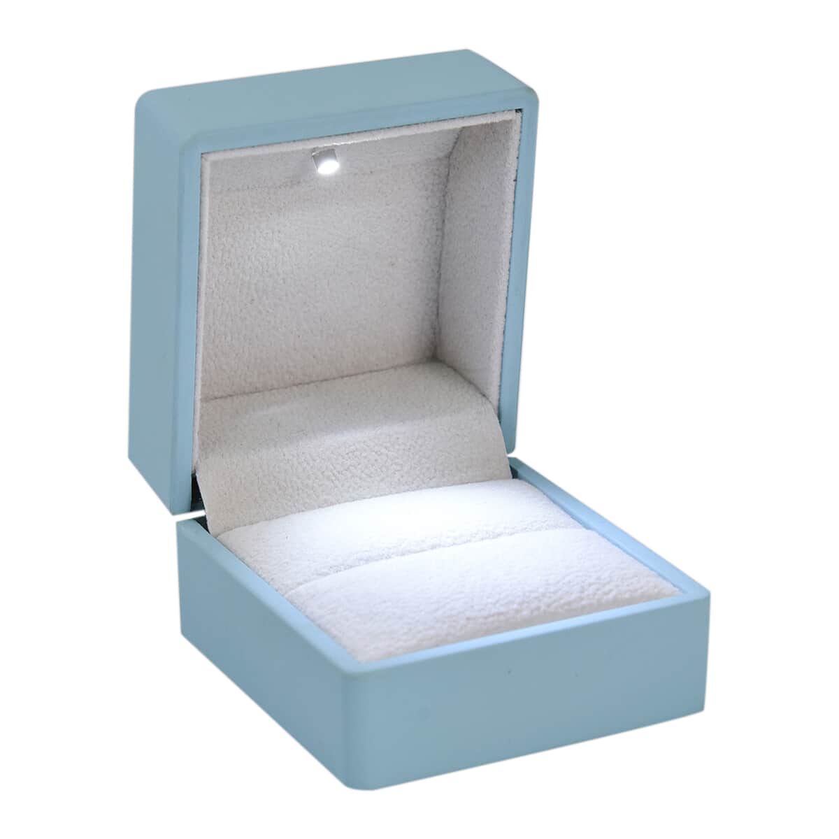 Sky Blue Solid Luxurious Polish Ring Jewelry Box with LED Light, Anti Tarnish Jewelry Box, Jewelry Storage Case, Ring Storage Box (Can Hold 1 up to 2 Rings) (2.5x2.4x2) image number 5