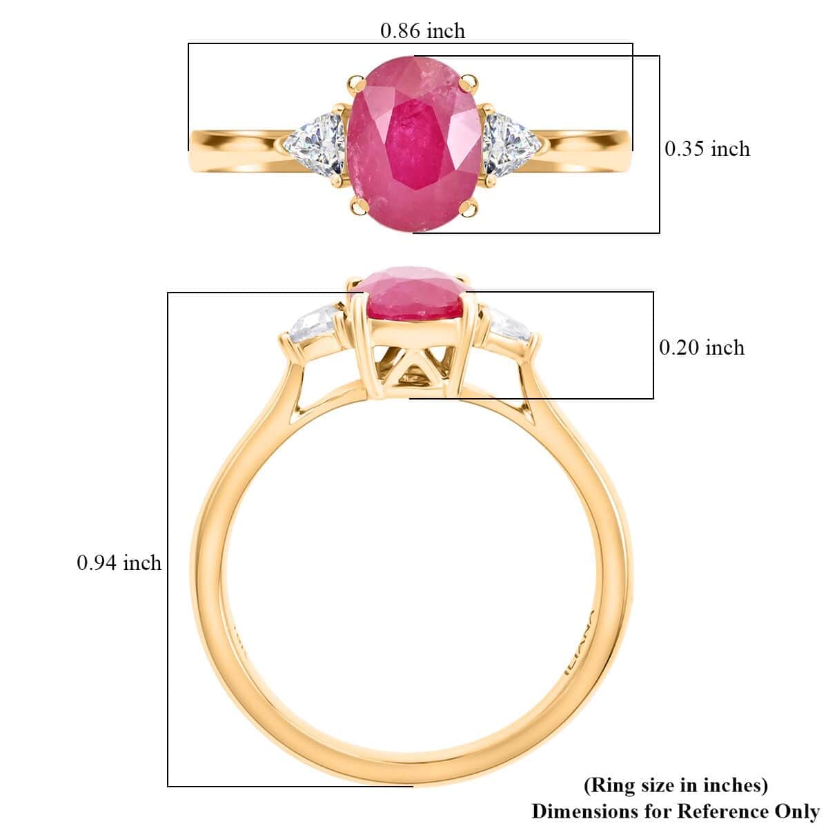 Certified & Appraised Iliana 18K Yellow Gold AAAA Mozambique Ruby and G-H SI Diamond Ring (Size 10.0) 1.60 ctw image number 5