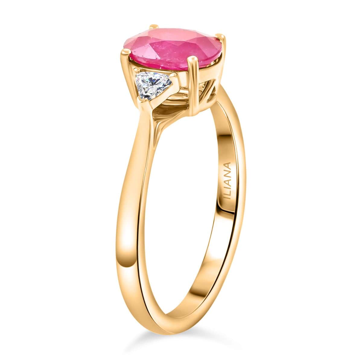 Certified & Appraised Iliana 18K Yellow Gold AAAA Mozambique Ruby and G-H SI Diamond Ring (Size 8.0) 1.60 ctw image number 3