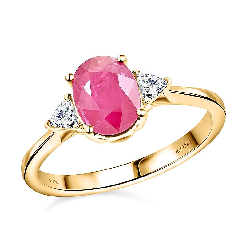 Certified & Appraised Iliana 18K Yellow Gold AAAA Royal Ruby and G-H SI Diamond Ring (Size 9.0) 1.60 ctw
