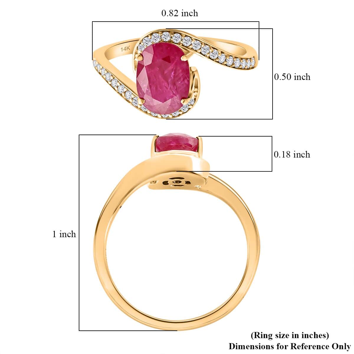 Certified & Appraised Luxoro 14K Yellow Gold AAA Montepuez Ruby, Diamond (G-H, I2) (0.21 Carat Ring (Size 6.0) 2.00 Carat Total Weight image number 5