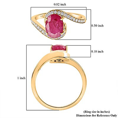 Certified & Appraised Luxoro 14K Yellow Gold AAA Mozambique Ruby and G-H I2 Diamond Ring (Size 7.0) 2.00 ctw