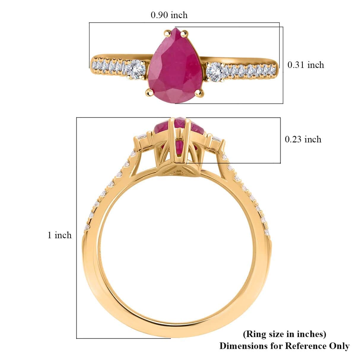 Certified & Appraised Luxoro 14K Yellow Gold AAA Montepuez Ruby and G-H I2  Diamond Ring (Size 10.0) 1.75 ctw