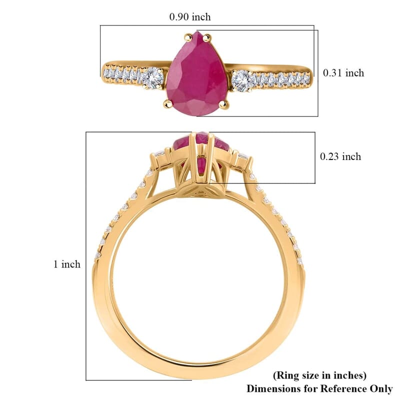 Certified & Appraised Luxoro 14K Yellow Gold AAA Montepuez Ruby and G-H I2 Diamond Ring (Size 10.0) 1.75 ctw
