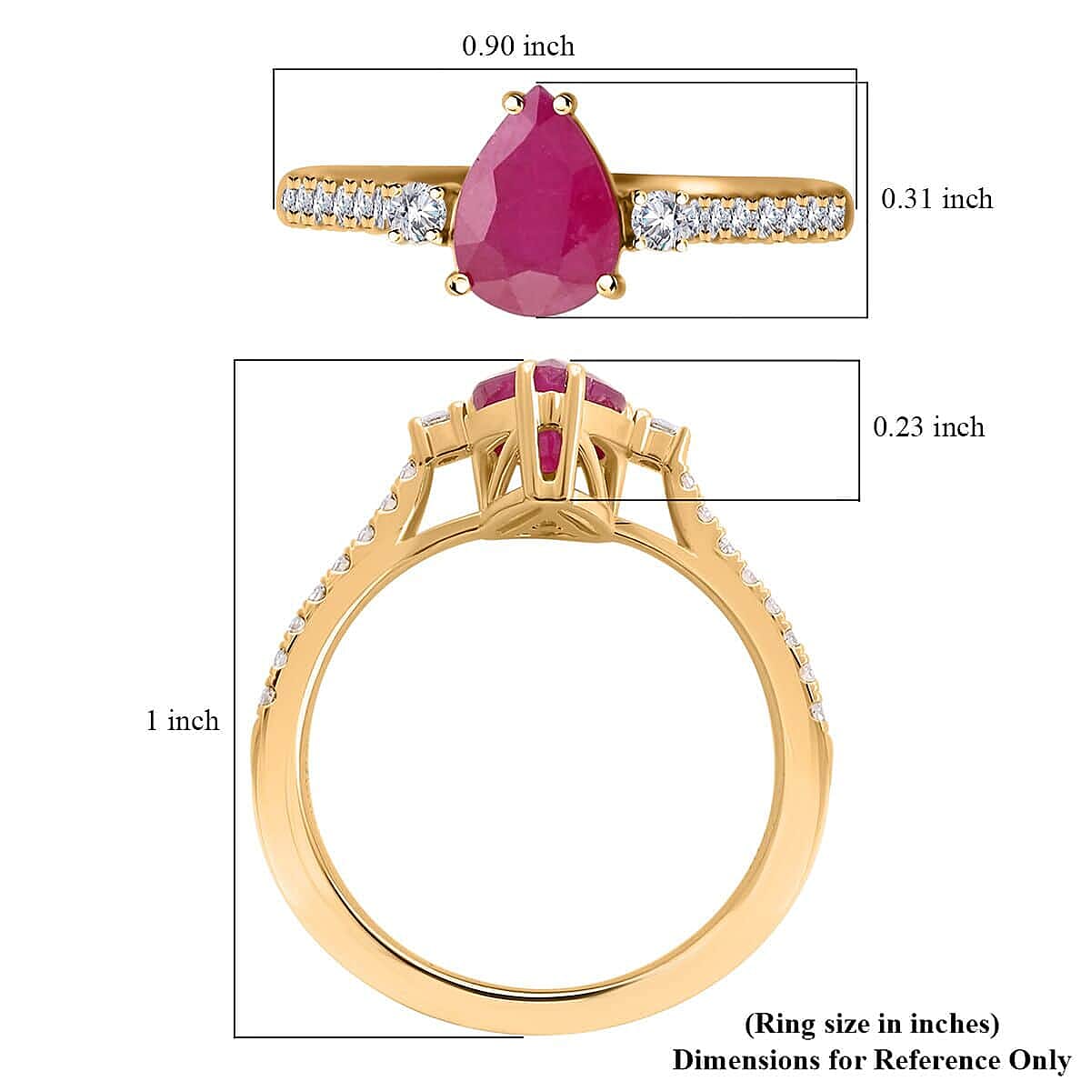 Certified & Appraised Luxoro 14K Yellow Gold AAA Mozambique Ruby, Diamond (G-H, I2) (0.23 cts) Ring (Size 11.0) 1.75 ctw image number 5