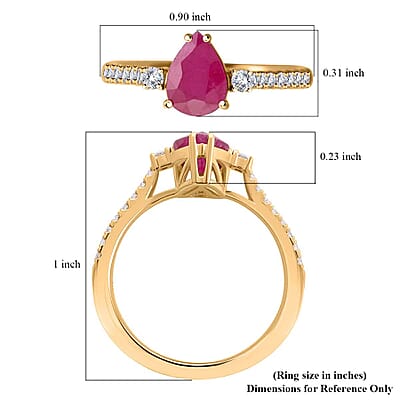 Certified & Appraised Luxoro 14K Yellow Gold AAA Mozambique Ruby, Diamond (G-H, I2) (0.23 cts) Ring (Size 11.0) 1.75 ctw