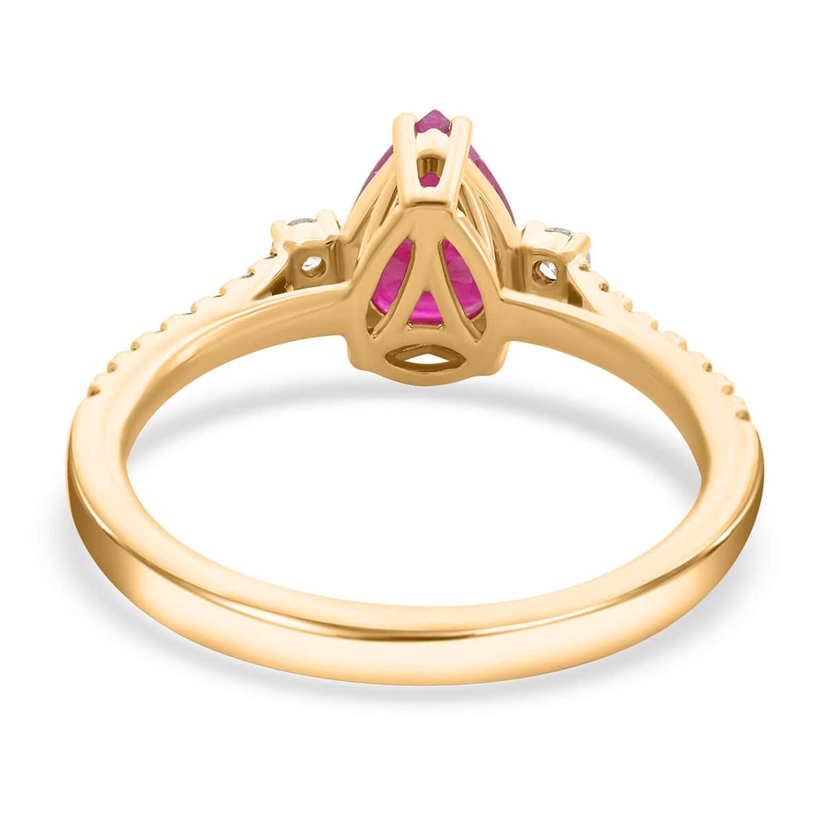Certified & Appraised Luxoro 14K Yellow Gold AAA Montepuez Ruby and G-H I2 Diamond Ring (Size 6.0) 1.75 ctw image number 4
