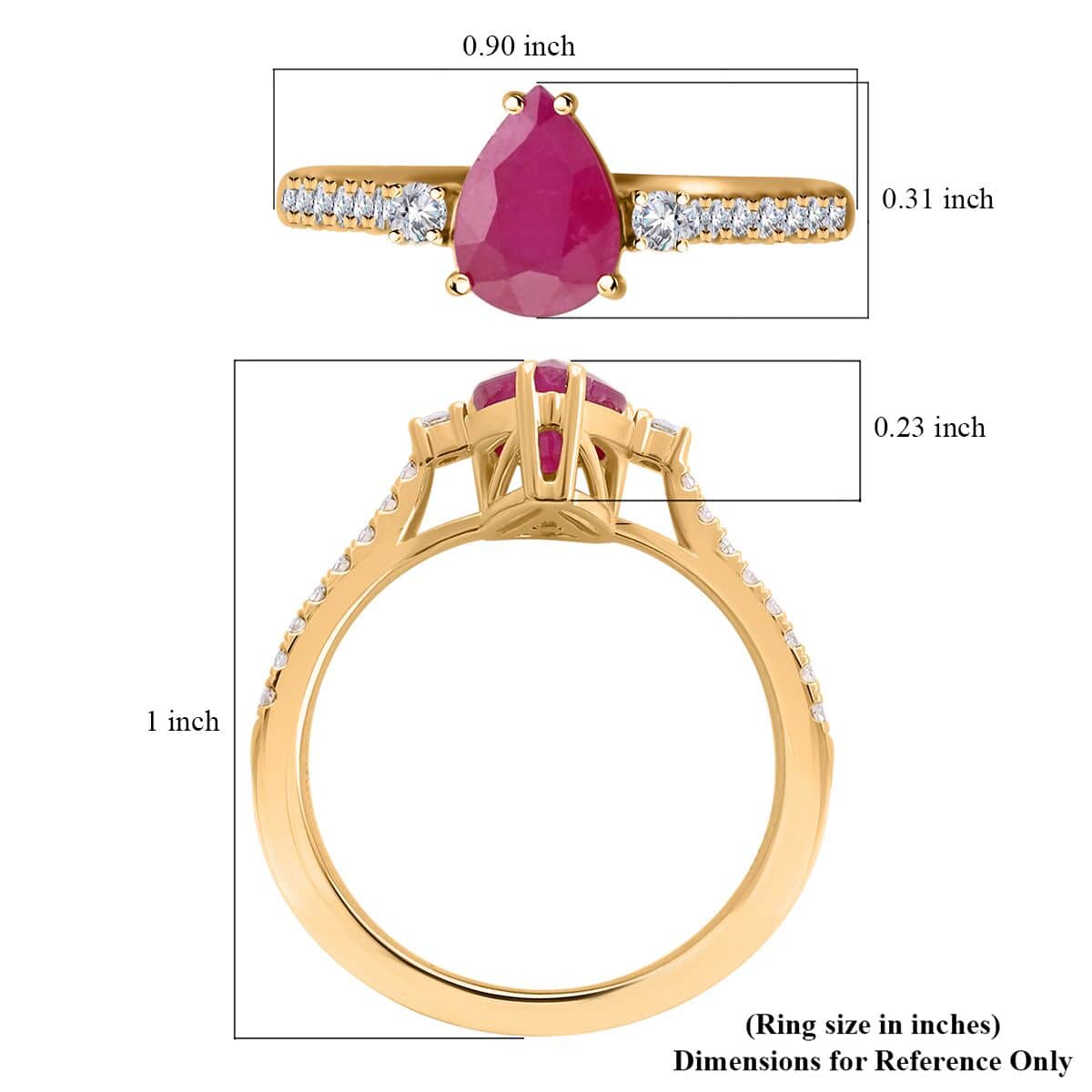 Certified & Appraised Luxoro 14K Yellow Gold AAA Montepuez Ruby and G-H I2 Diamond Ring (Size 6.0) 1.75 ctw image number 5
