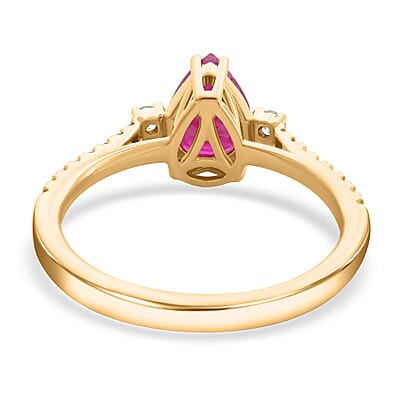 Certified & Appraised Luxoro 14K Yellow Gold AAA Montepuez Ruby and G-H I2 Diamond Ring (Size 7.0) 1.75 ctw