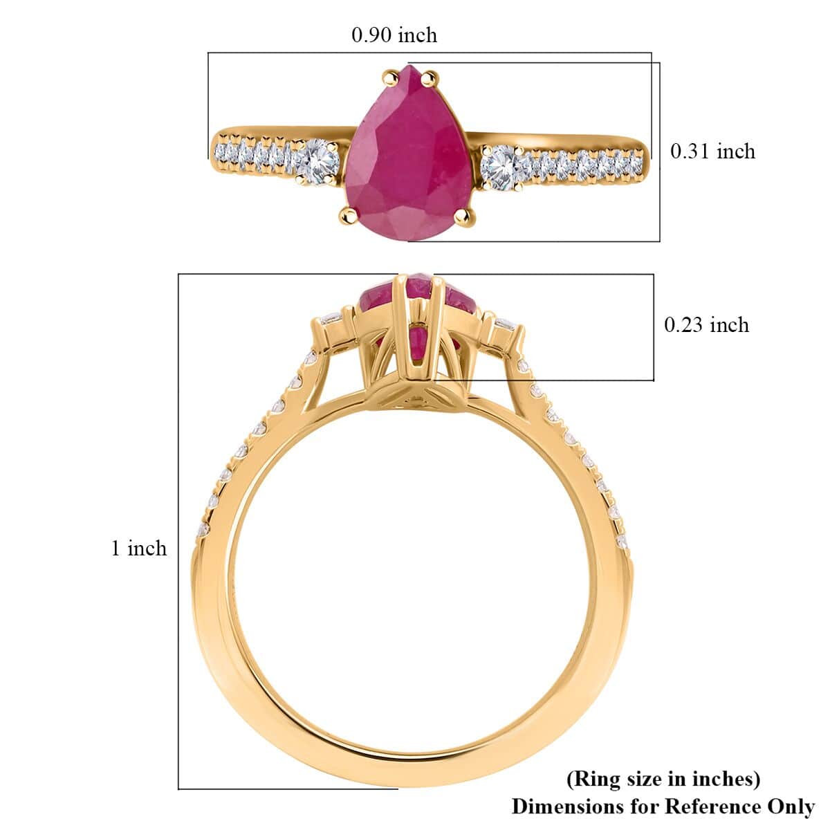 Certified & Appraised Luxoro 14K Yellow Gold AAA Montepuez Ruby and G-H I2 Diamond Ring (Size 7.0) 1.75 ctw image number 5