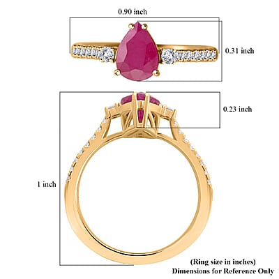 Certified & Appraised Luxoro 14K Yellow Gold AAA Montepuez Ruby and G-H I2 Diamond Ring (Size 8.0) 1.75 ctw
