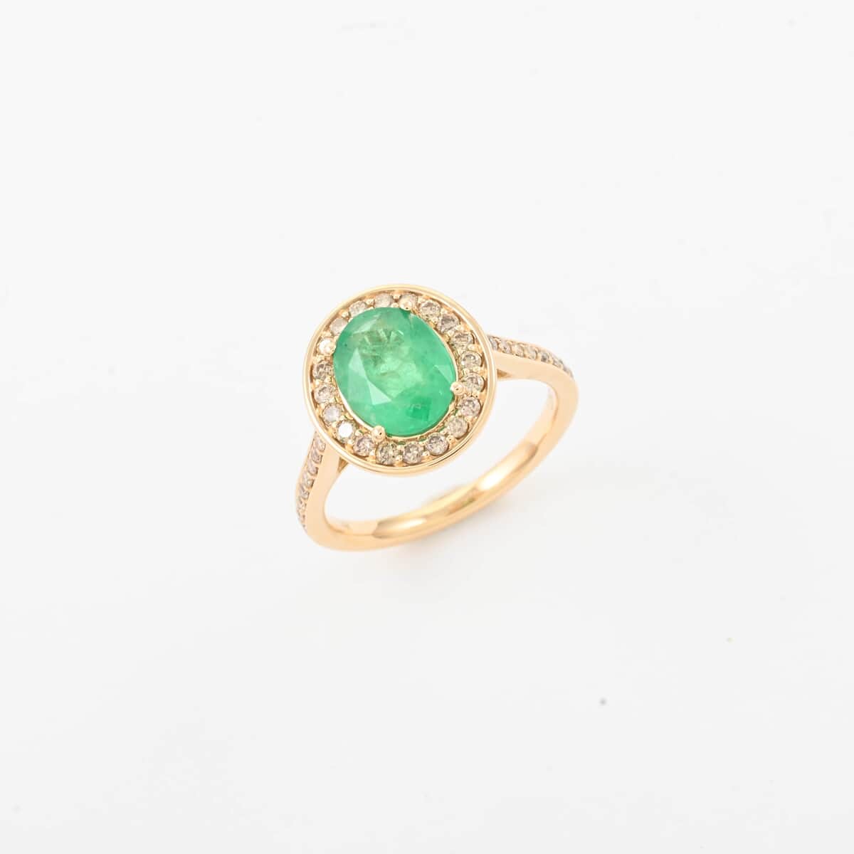 Certified & Appraised Luxoro 14K Yellow Gold AAA Kagem Zambian Emerald and G-H I2 Diamond Ring (Size 10.0) 4.10 Grams 2.25 ctw image number 0