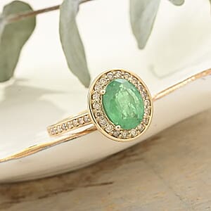 Luxoro 14K Yellow Gold AAA Kagem Zambian Emerald and G-H I2 Diamond Ring (Size 10.0) 4.10 Grams 2.25 ctw