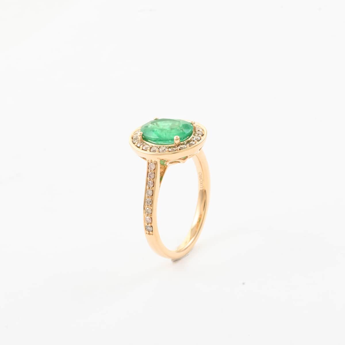 Certified & Appraised Luxoro 14K Yellow Gold AAA Kagem Zambian Emerald and G-H I2 Diamond Ring (Size 10.0) 4.10 Grams 2.25 ctw image number 2