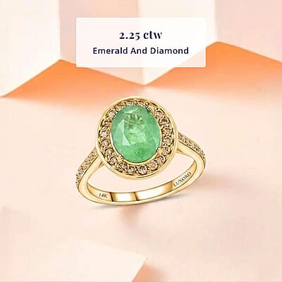 Luxoro 14K Yellow Gold AAA Kagem Zambian Emerald and G-H I2 Diamond Ring (Size 10.0) 4.10 Grams 2.25 ctw