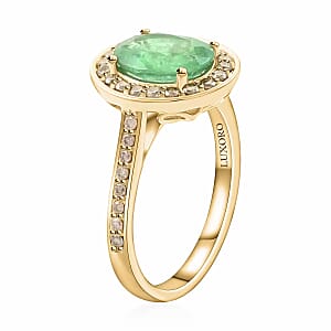 Luxoro 14K Yellow Gold AAA Kagem Zambian Emerald and G-H I2 Diamond Ring (Size 10.0) 4.10 Grams 2.25 ctw