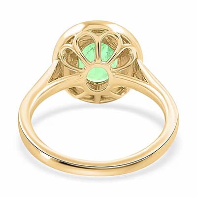 Luxoro 14K Yellow Gold AAA Kagem Zambian Emerald, Diamond (G-H, I2) (0.40 cts) Ring (Size 11.0) (4.10 g) 2.25 ctw
