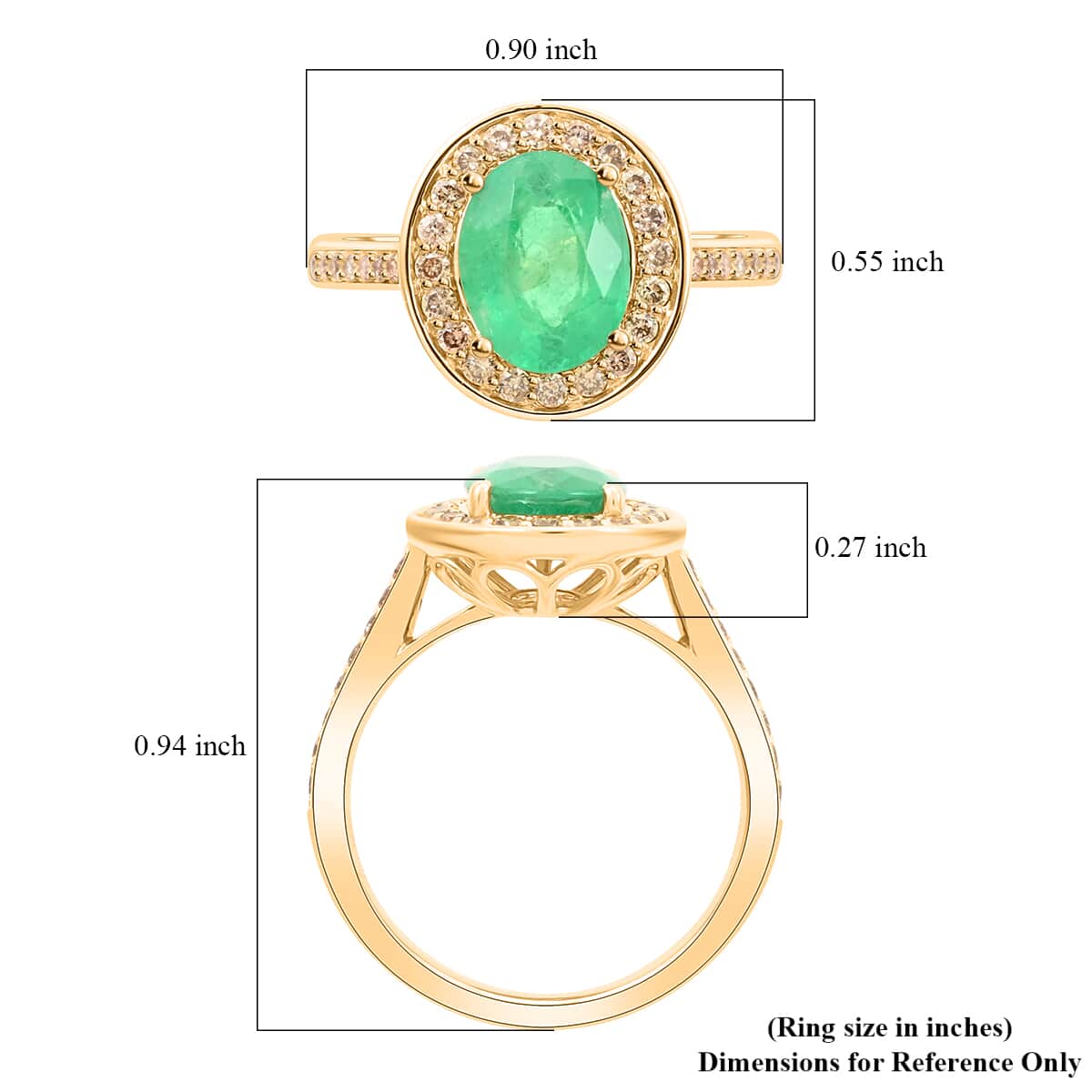 Certified & Appraised Luxoro 14K Yellow Gold AAA Kagem Zambian Emerald and G-H I2 Diamond Ring (Size 6.0) 4.10 Grams 2.25 ctw image number 5