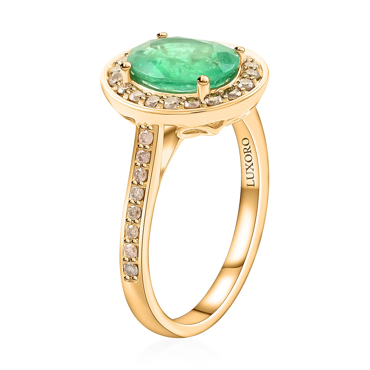 Certified & Appraised Luxoro 14K Yellow Gold AAA Kagem Zambian Emerald and G-H I2 Diamond Ring (Size 9.0) 4.10 Grams 2.25 ctw image number 3