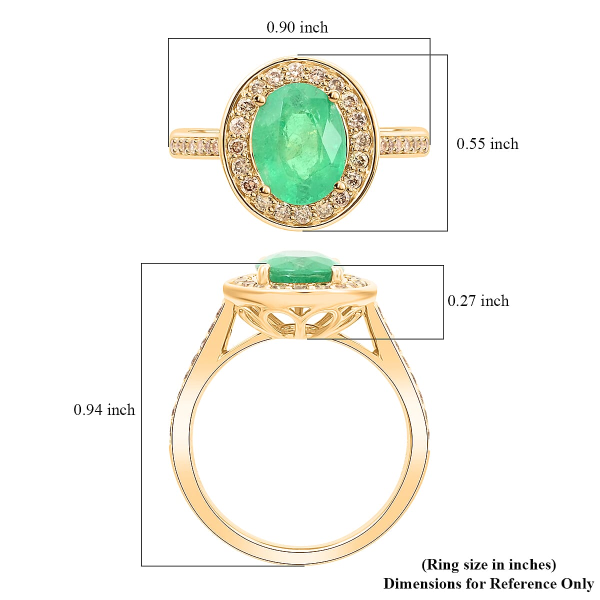 Certified & Appraised Luxoro 14K Yellow Gold AAA Kagem Zambian Emerald and G-H I2 Diamond Ring (Size 9.0) 4.10 Grams 2.25 ctw image number 5