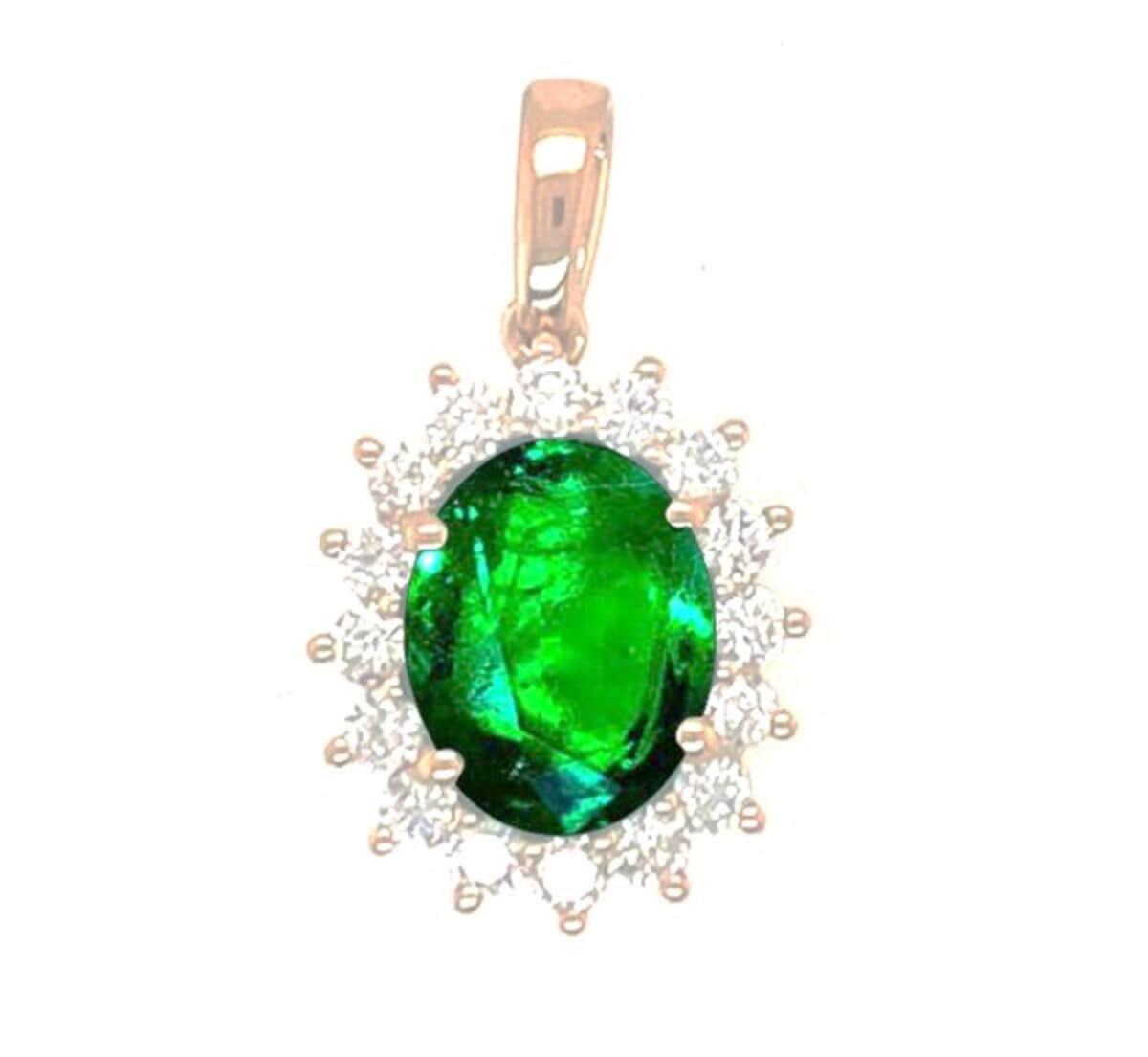 Certified & Appraised Iliana AAA Kagem Zambian Emerald and G-H SI Diamond 2.15 ctw Pendant in 18K Yellow Gold image number 0