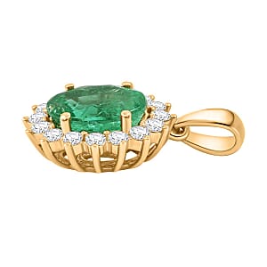Certified & Appraised Iliana AAA Kagem Zambian Emerald and G-H SI Diamond 2.15 ctw Pendant without Chain in 18K Yellow Gold