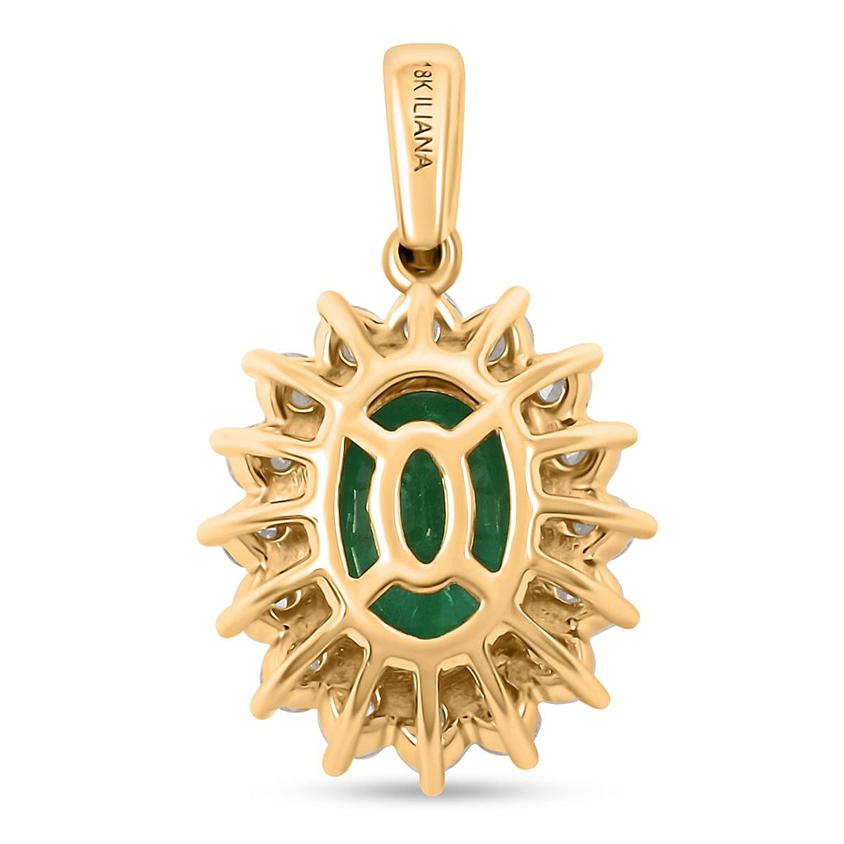 Certified & Appraised Iliana AAA Kagem Zambian Emerald and G-H SI Diamond 2.15 ctw Pendant without Chain in 18K Yellow Gold