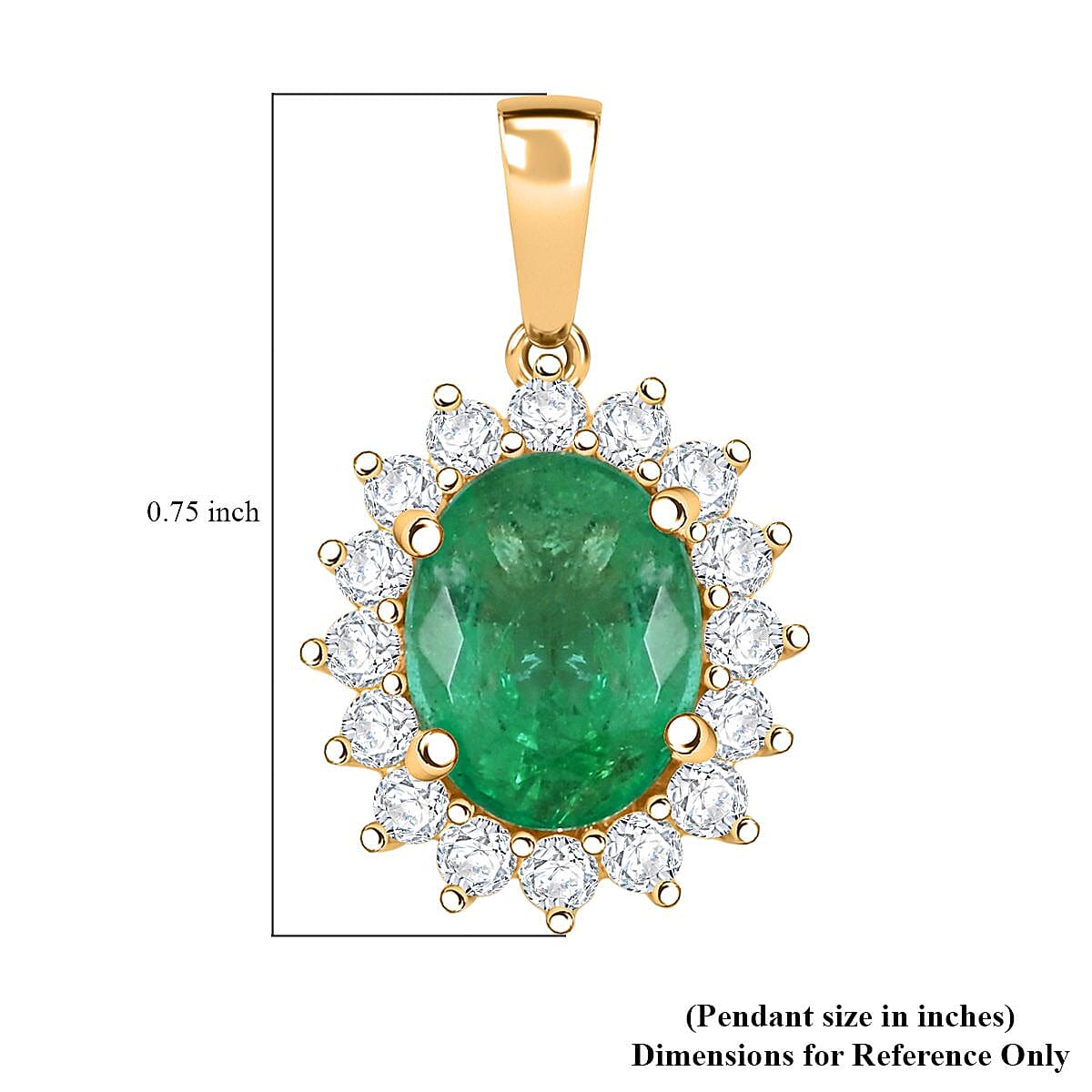 Certified & Appraised Iliana AAA Kagem Zambian Emerald and G-H SI Diamond 2.15 ctw Pendant without Chain in 18K Yellow Gold