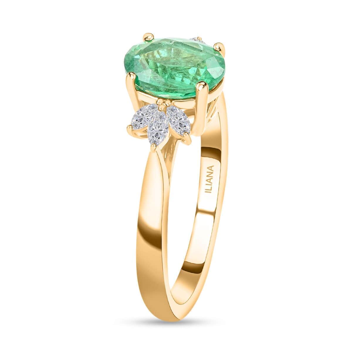 Certified & Appraised Iliana 18K Yellow Gold AAA Kagem Zambian Emerald and G-H SI Diamond Ring (Size 10.0) 1.35 ctw image number 3