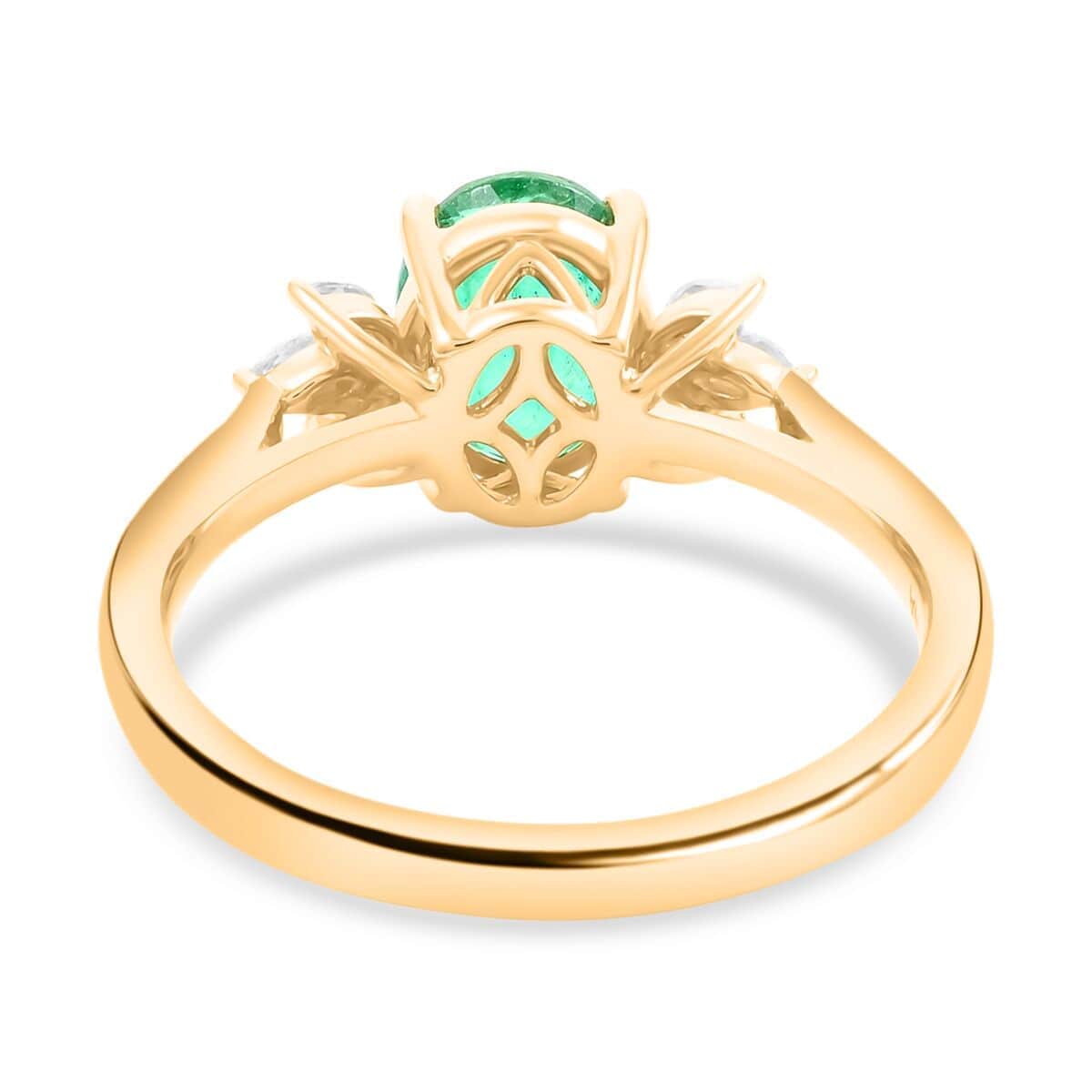 Certified & Appraised Iliana 18K Yellow Gold AAA Kagem Zambian Emerald and G-H SI Diamond Ring (Size 10.0) 1.35 ctw image number 4