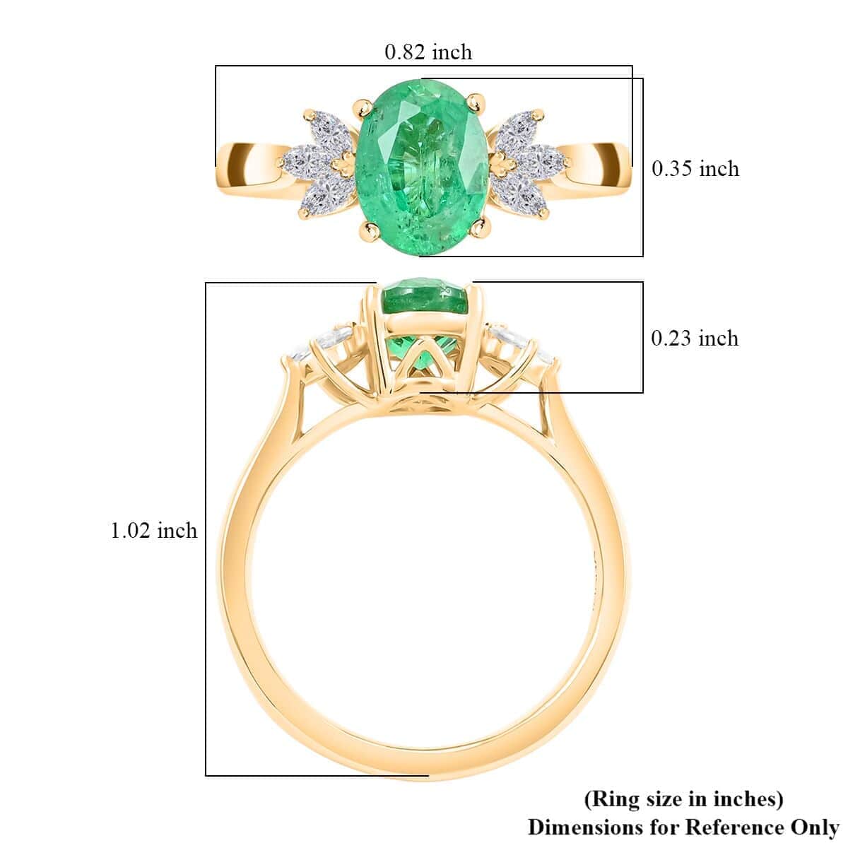 Certified & Appraised Iliana 18K Yellow Gold AAA Kagem Zambian Emerald and G-H SI Diamond Ring (Size 10.0) 1.35 ctw image number 5