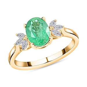 Certified & Appraised Iliana AAA Kagem Zambian Emerald and G-H SI Diamond 1.35 ctw Ring in 18K Yellow Gold (Size 6.0)