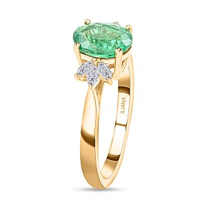 Certified & Appraised Iliana AAA Kagem Zambian Emerald and G-H SI Diamond 1.35 ctw Ring in 18K Yellow Gold (Size 6.0)