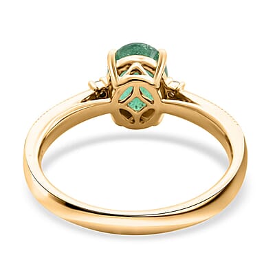 Certified & Appraised Luxoro AAA Kagem Zambian Emerald, Diamond (G-H, I2) Ring in 14K Yellow Gold 1.30 ctw (Size 11.0)