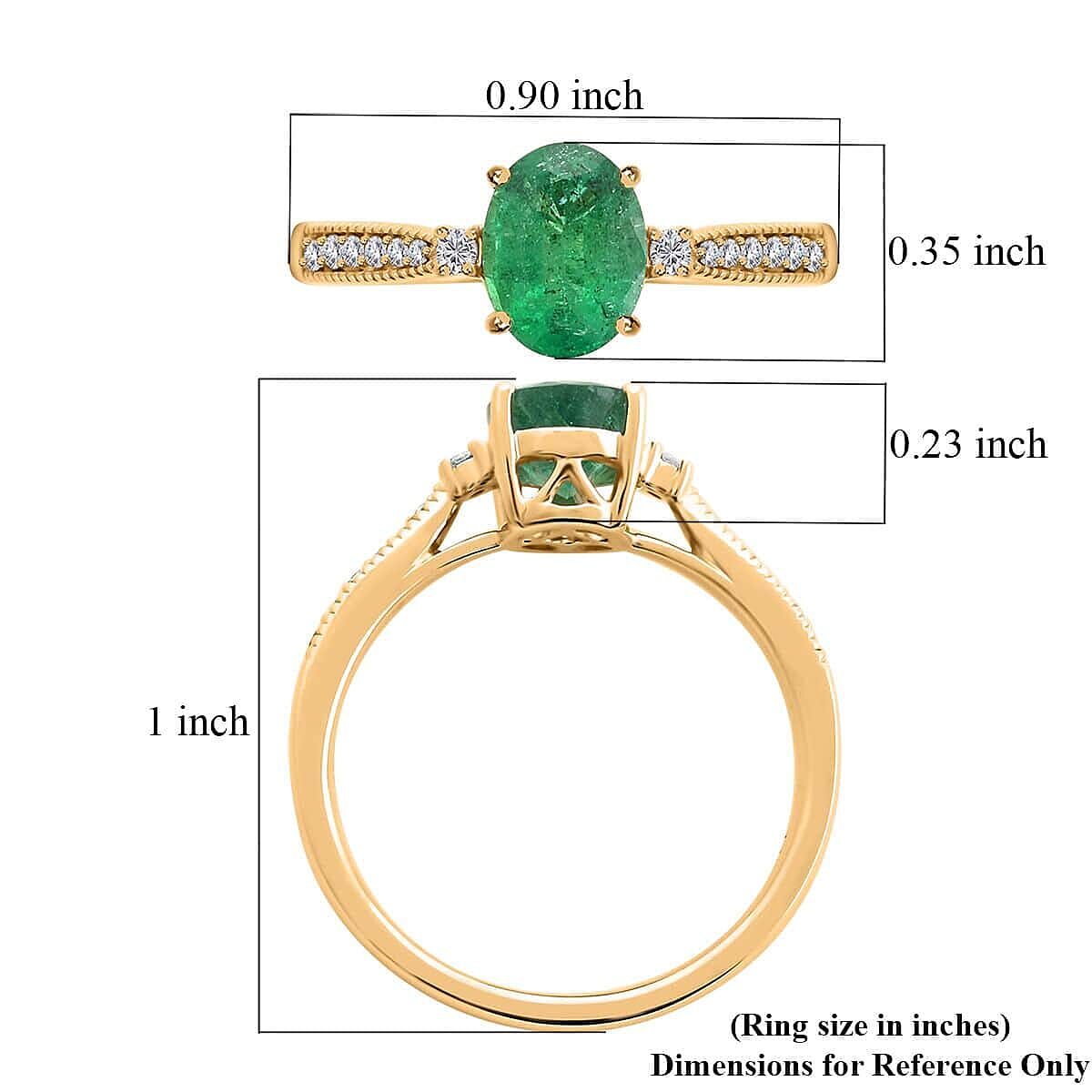 Certified & Appraised Luxoro AAA Gemfield Emerald and G-H I2 Diamond 1.30 ctw Ring in 14K Yellow Gold (Size 11.0) image number 5